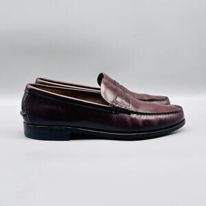 Hanover Shoes Mens 12 Burgundy Leather Slip On Penny Loafer Dress Moc Toe Casual
